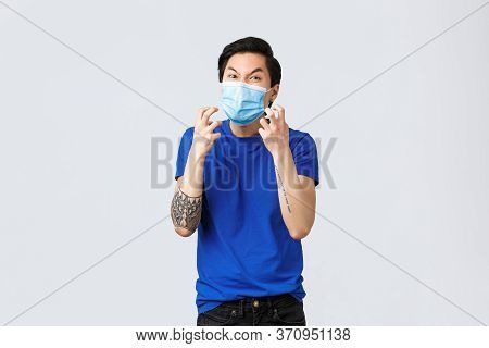 Different Emotions, Social Distancing, Self-quarantine On Covid-19 And Lifestyle Concept. Hateful, A