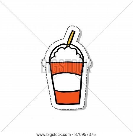 Doodle Icon, Sticker. Smoothie, Milkshake. Vector Illustration