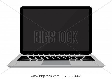 Vector Image Of A Laptop With A Black Screen. Realistic Flat Notebook Layout. Empty Computer Monitor