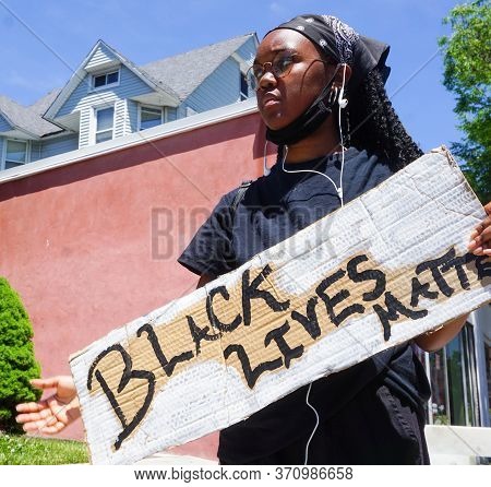 Young Female Holding Black Lives Matter Sign George Floyd Black Lives Matter Protest In The Streets 