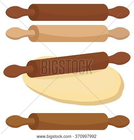 Kitchen Rolling Pin. Vector Set Of Rolling Pins On A White Isolated Background.