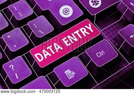 Sign Displaying Data Entry. Business Showcase Process Of Inputting Data Or Information Into The Comp