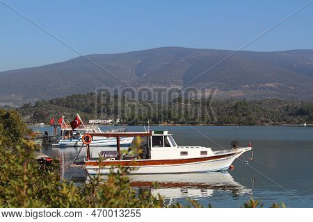 Milas, Mugla, Turkey : 24 January 2023 In The Kazıklı Village Of Milas District, The Boats Of The Lo