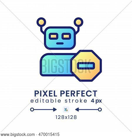 Advanced Bot Protection Gradient Fill Desktop Icon. Machine Learning. Digital Security. Pixel Perfec