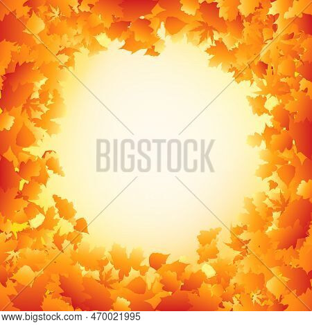 Orange Autumn Leaves Frame Design. Eps 8 Vector File Included