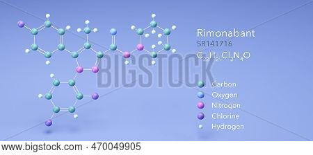 Rimonabant Molecule, Molecular Structures, Sr141716, 3d Model, Structural Chemical Formula And Atoms