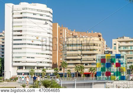 Malaga, Spain - October 12, 2021: The Centre Pompidou Malaga, Part Of The National Center Of Art And