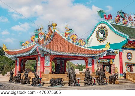 Anek Kusala Sala, Viharn Sien Landmark For Tourist At Pattaya, Thailand. Most Favorite Landmark For