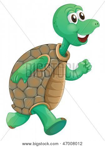Illustration af en gammel skildpadde kører på en hvid baggrund