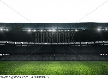 Modern Football Stadium Ready To Soccer Match. 3d Render