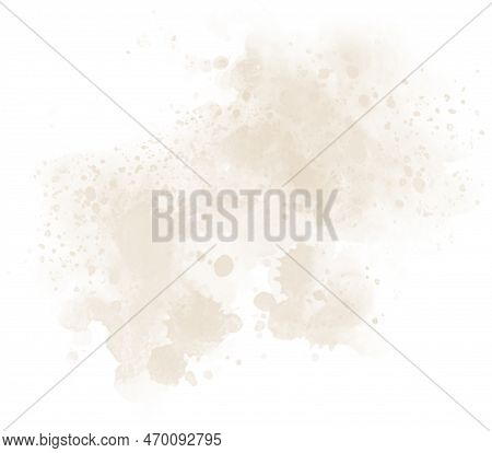 Beige Color Watercolor Texture Abstract Background. Light Orange Cloud Isolated On A White Backdrop.
