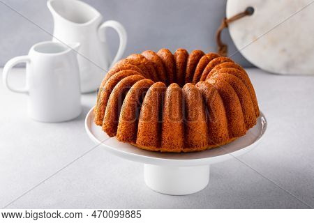 Vanilla Bundt Cake Golden Freshly Baked Ready To Eat