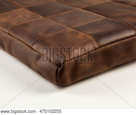 Soft Meditation Cushion From Brown Genuine Leather