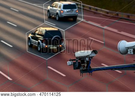 Ai Tracking Traffic Automobile, Camera That Controls Speeding Cars And Speeding On The Road. The Cam