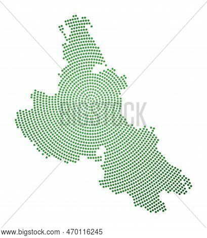 Krk Dotted Map. Digital Style Shape Of Krk. Tech Icon Of The Island With Gradiented Dots. Powerful V