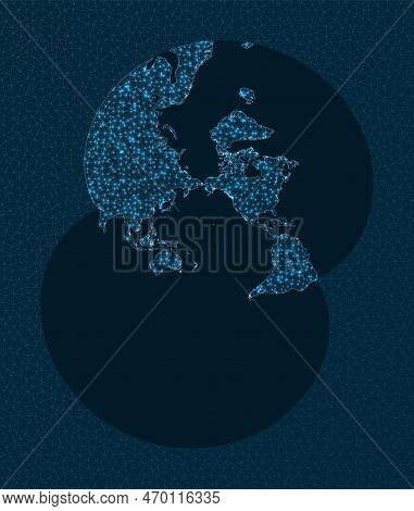 Global Network. Modified Stereographic Lee Projection. World Network. Astonishing Connections Map. V