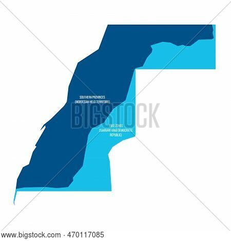 Western Map Of Land Divided Between Morocco And Sahrawi Arab Democratic Republic By Moroccan Western