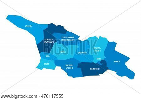 Georgia Political Map Of Administrative Divisions - Regions And Autonomous Republics Of Abkhasia And