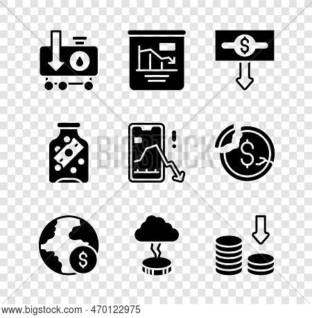 Set Drop In Crude Oil Price, Pie Chart Infographic, Dollar Rate Decrease, Global Economic Crisis, St