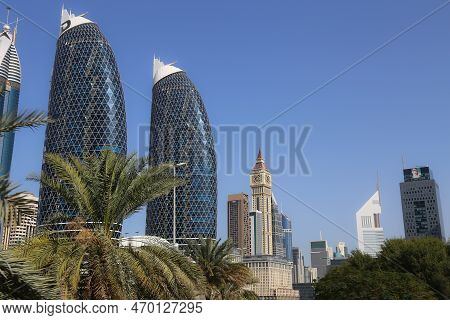 Dubai, Uae - February 14,2022: The Damac Park Towers Are A Luxury Residential Complex Located In Dub