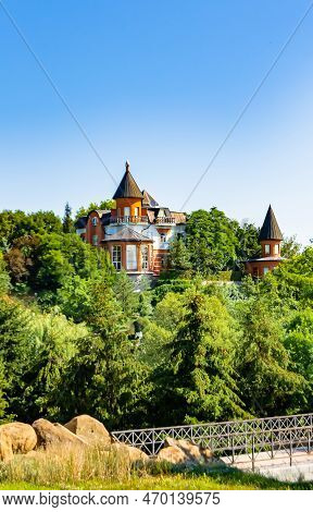 Photography On Theme Ancient Brick Castle With Large Tower