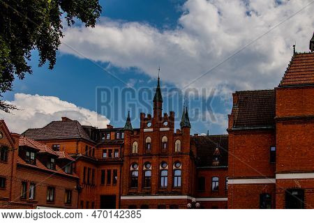 Beautiful Old Historic Brick Teutonic Building Town Hall In Lebork Poland