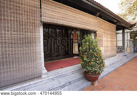 Hanoi, Vietnam, January 2023.  View Of The Chua Tien Tich Buddist Temple In The City Center