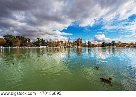 Madrid, The Buen Retiro Park (parque Del Buen Retiro) And The Monument To Alfonso Xii (king Of Spain