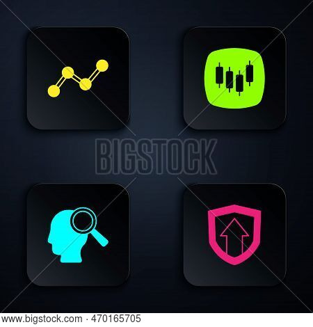 Set Financial Growth, Graph Chart Infographic, Search People And Browser With Stocks Market. Black S