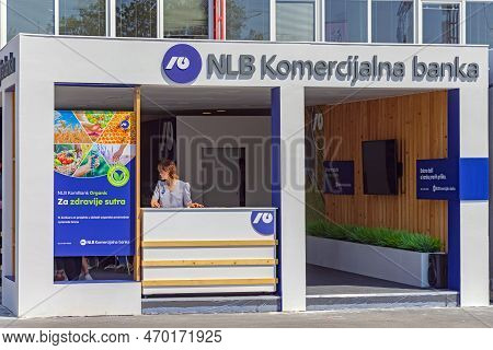 Novi Sad, Serbia - May 21, 2022: Promotional Booth Nlb Group Commercial Bank At Agriculture Expo Fai