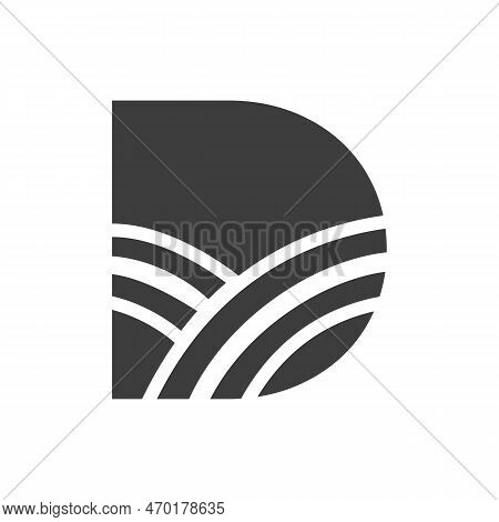 Agriculture Logo On Letter D Concept. Farm Logo Based On Alphabet For Bakery, Bread, Pastry, Home In