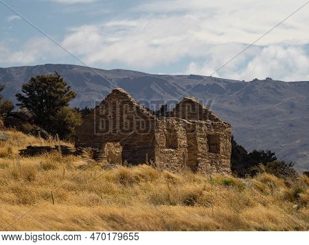 Abandoned Run-down House Building Ruins Brick Stone Walls Of Goldmining Settlement Welshtown Bendigo