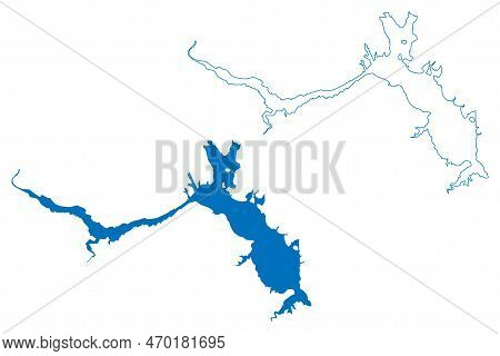 Lake Abiquiu Reservoir (united States Of America, North America, Us, Usa, New Mexico) Map Vector Ill