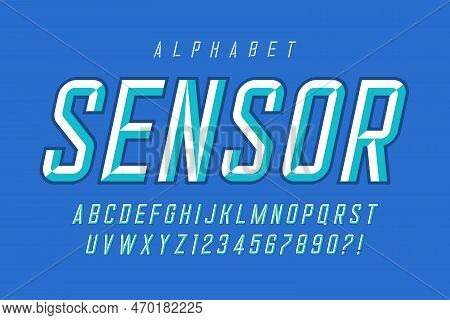 Original Display Font Design, Chisel Alphabet Style, Letters And Numbers.