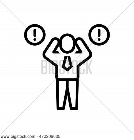 Black Line Icon For Problem Issue Trouble Dilemma Obstacles Predicaments Worriment Exclamation