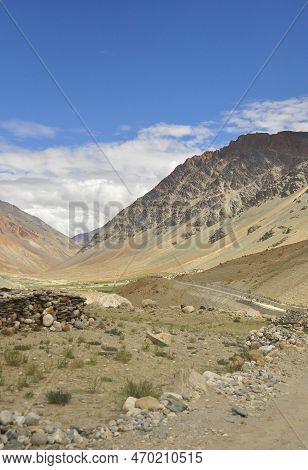 View Of Beautiful Valley In Darcha-padum Road, Ladakh, India.