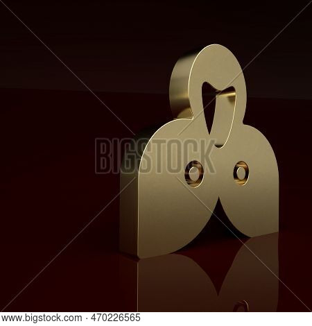 Gold Mantle, Cloak, Cape Icon Isolated On Brown Background. Magic Cloak Of Mage, Wizard And Witch Fo