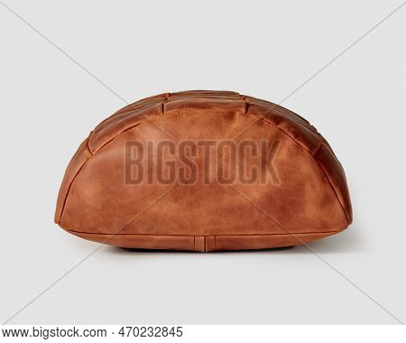 Comfortable Semi-cylindrical Footrest Cushion Of Genuine Terracotta Leather
