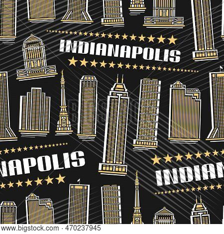 Vector Indianapolis Seamless Pattern, Repeating Background With Illustration Of Indianapolis City Sc