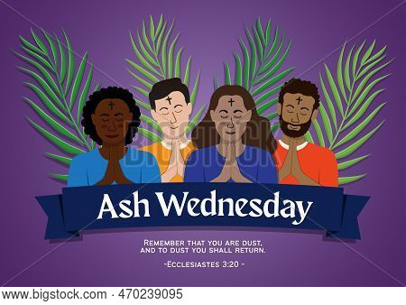 Ash Wednesday Abstract Symbolic Religious Christian Symbol For The Beginning Of Lent, With Cross Of 