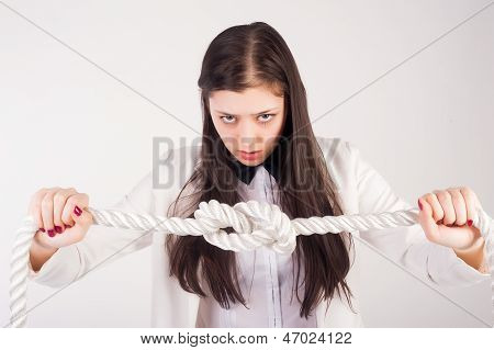 business woman with knot of 