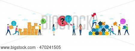 Stress, Lgbt And Winner Ribbon Minimal Line Icons. People Characters With Puzzle, Delivery Parcel. I