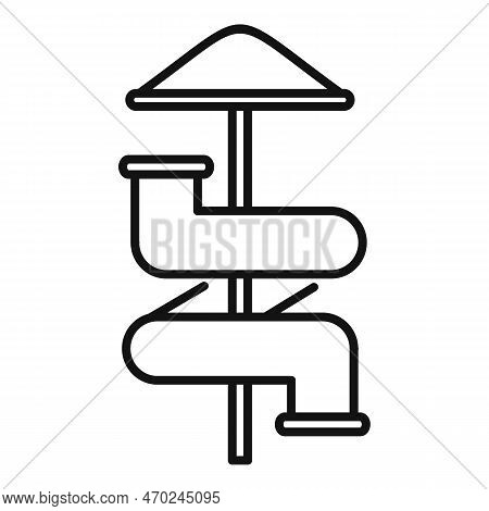 Pool Slide Icon Outline Vector. Waterpark Amusement. Summer Playground