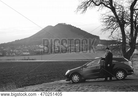 Rana, Czechia - February 05, 2023: Autoportrait With Opel Astra H