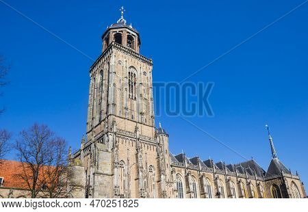 Tower Of The Historic Lebuinus Church In Deventer, Netherlands