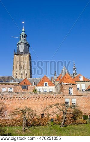 Historic Walburgis Church At The City Wall In Zutphen, Netherlands