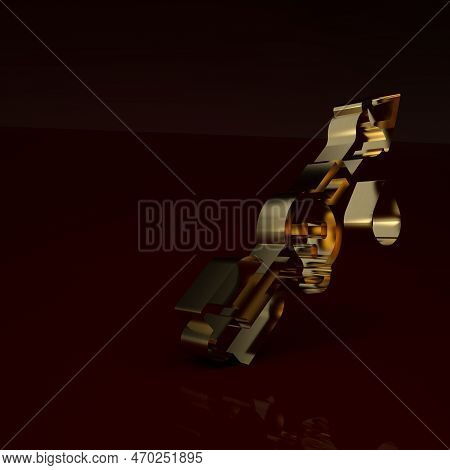 Gold Poison On The Arrow Icon Isolated On Brown Background. Poisoned Arrow. Minimalism Concept. 3d R