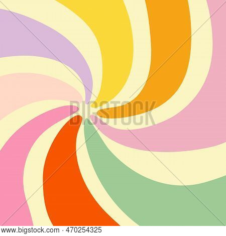 Groovy Background Retro 70s Style. Cute Abstract Vintage Texture Wallpaper. Hippie Wavy Vector Backg