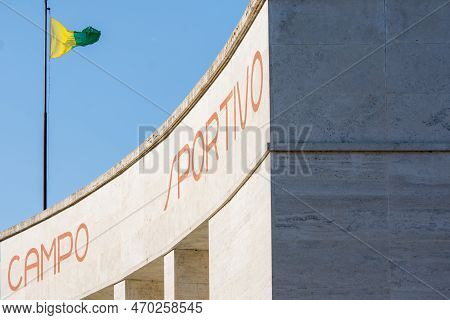 Tresigallo,italy-may 2, 2021:strollin Among The Historical Buildings In Tresigallo During A Cloudy D