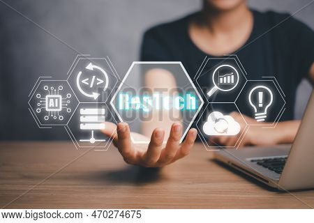 Regtech, Regulation Compliance Financial Control Modern Internet Technology Concept, Person Hand Hol